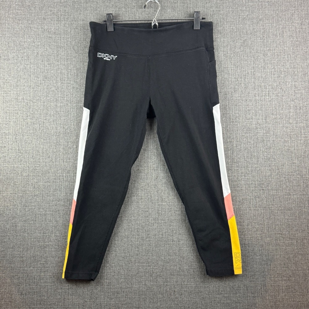 DKNY Sport Leggings Womens‎ XL Black Colorblock High Rise Yoga Athletic Pants